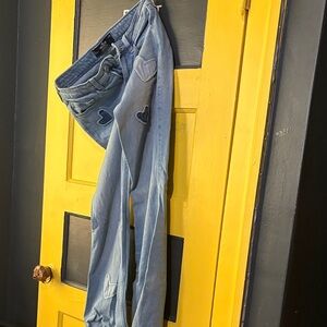 Hollister Light Blue Jeans with Heart Accents